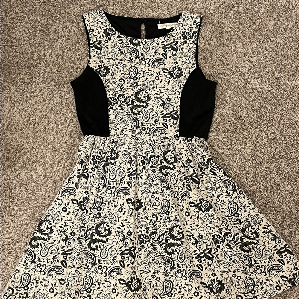 Floral black and cream cocktail dress